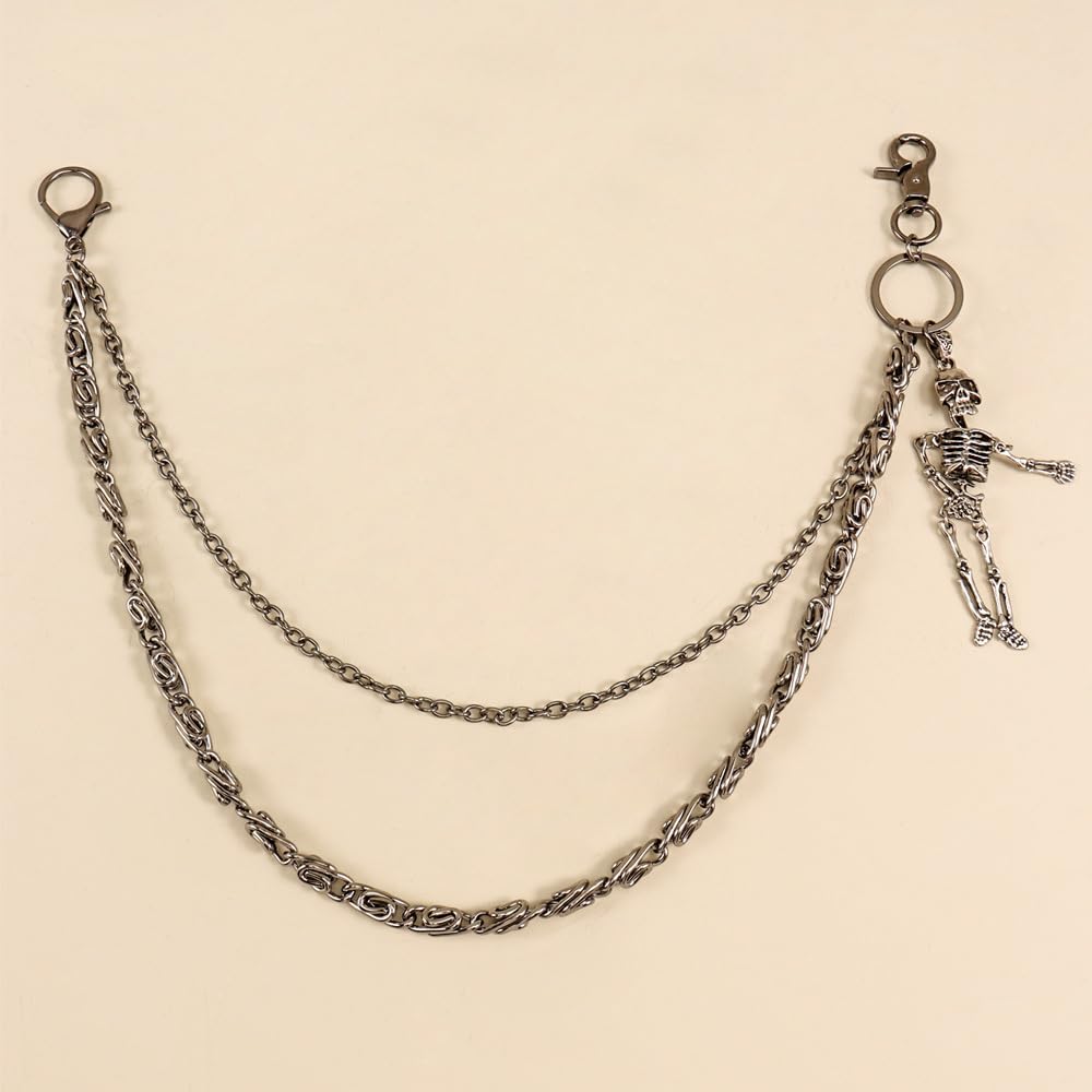 PINKPIN Skelett Geldbörsenkette Biker Jeans Taschenkette Unisex Hosenkette Totenkopf Kette für Männer Frauen