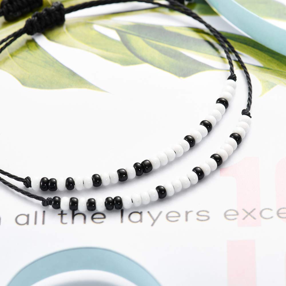 Tarsus Long Distance Relationship Bracelets Gifts for Friend Couple Morse Code Jewelry for Girlfriend Boyfriend His Her Miss You Bracelet
