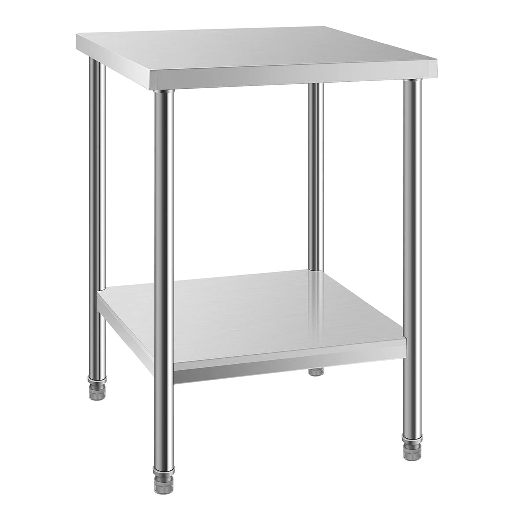 NSF 24x24 Inches Stainless Steel Table for Prep & Work with Caster, Metal Commercial Kitchen Table with Under Shelf and AdjustableTable Foot for Restaurant, Hotel, Home Kitchen, Coffee Station