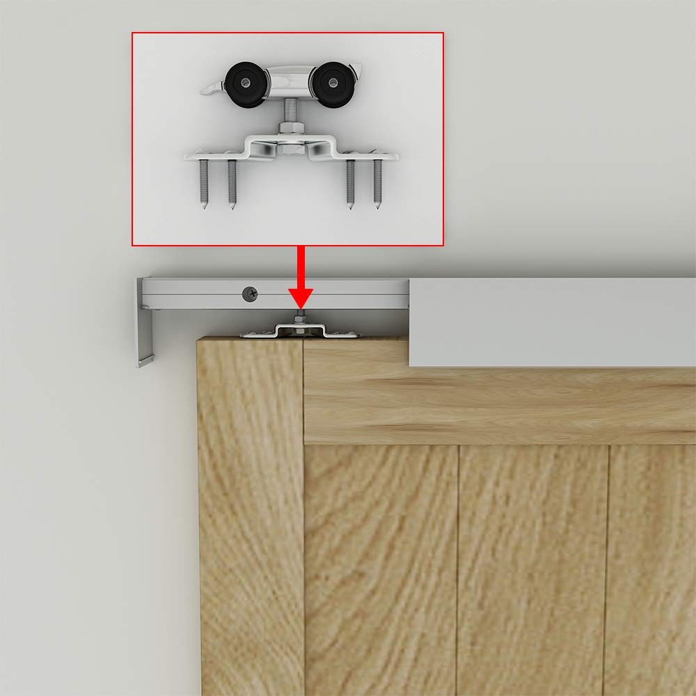 JUBEST 6FT Barn Door Sliding Hardware Track Kit, Aluminium Alloy Box Rail Hardware for Classic Modern Interior Single Wooden Door,Low Clearance