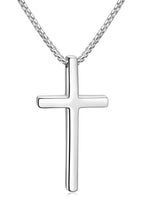 Fiusem Cross Necklace for Men, Silver/Gold/Black Mens Cross Necklaces with 2.5mm Cross Chain and Stainless Steel Cross Pendant, Box Chain 16-24 Inch