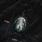YWMAN Raven Cross Glass Pendant Necklace - Vintage Gothic Rope Chain Crow Choker - Mystic Witch Jewelry Gift Accessories