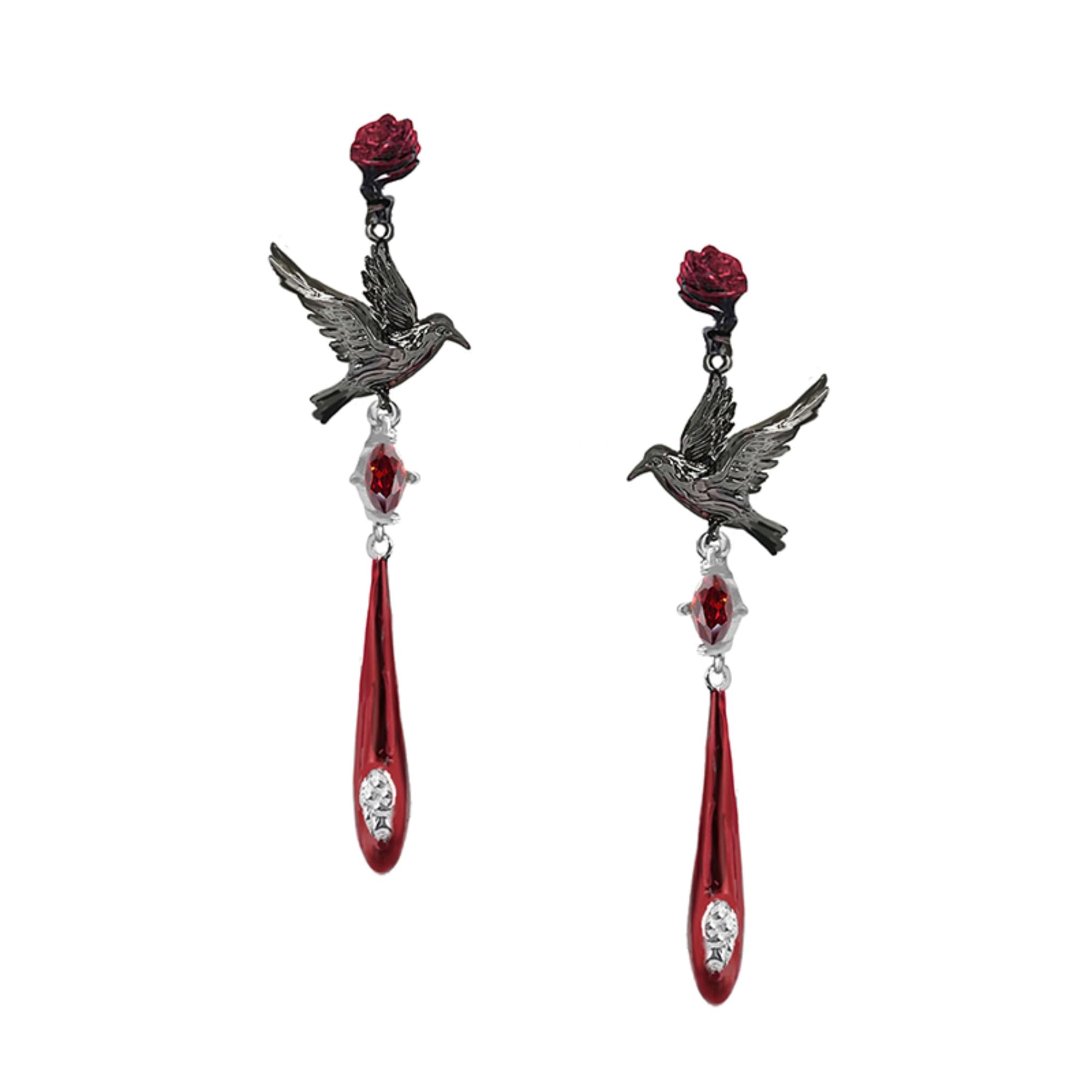 Hip-hop style gothic crow earrings red pendant earrings personalized animal jewelry fashion ladies jewelry M3499