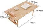 WoodShine Mid Century Modern Mini-Swing Wooden Coffee/Tea Table, Japanese Low Floor Desk, Real Solid Wood Side Tables with Storage for Home Living Room,Office,Length of 31.50 inches,Natural