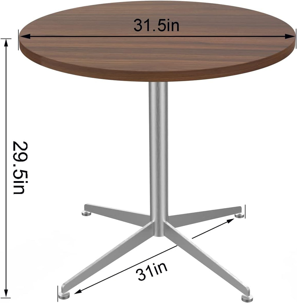 Round Office Table Conference Table Small Dining Table Coffee Meeting Table for Office Boardroom Kitchen Living Room Waterproof Desktop Easy Assembly 31.5 inch