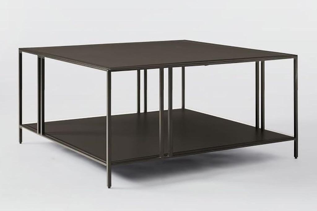 Uranus 2 Tiers Black Coffee Table - A Modern Living Room Furniture Piece for Home Office, Easy Assembly, 31.5” Square Center Table with Black Tabletop and Storage Shelf