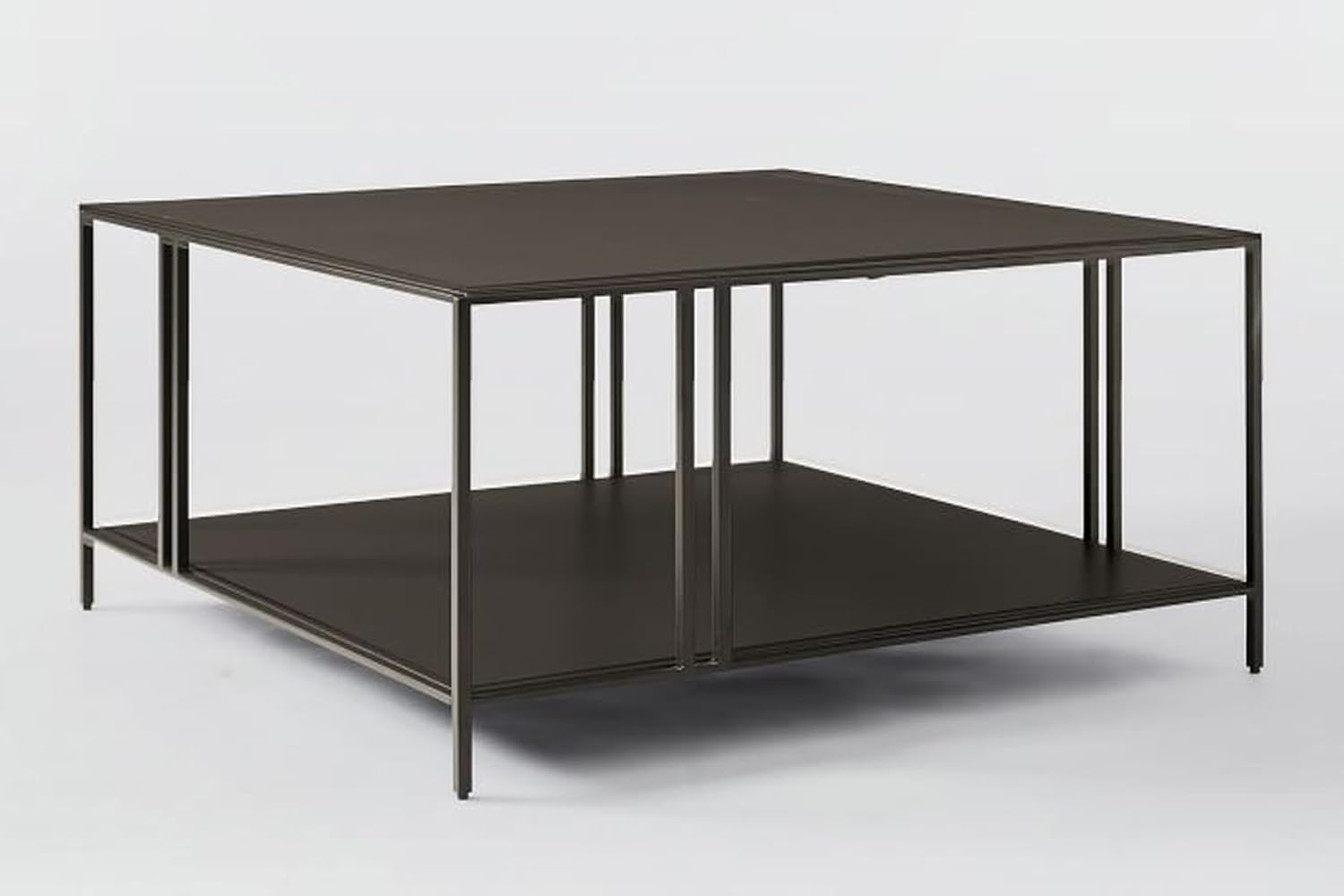 Uranus 2 Tiers Black Coffee Table - A Modern Living Room Furniture Piece for Home Office, Easy Assembly, 31.5” Square Center Table with Black Tabletop and Storage Shelf