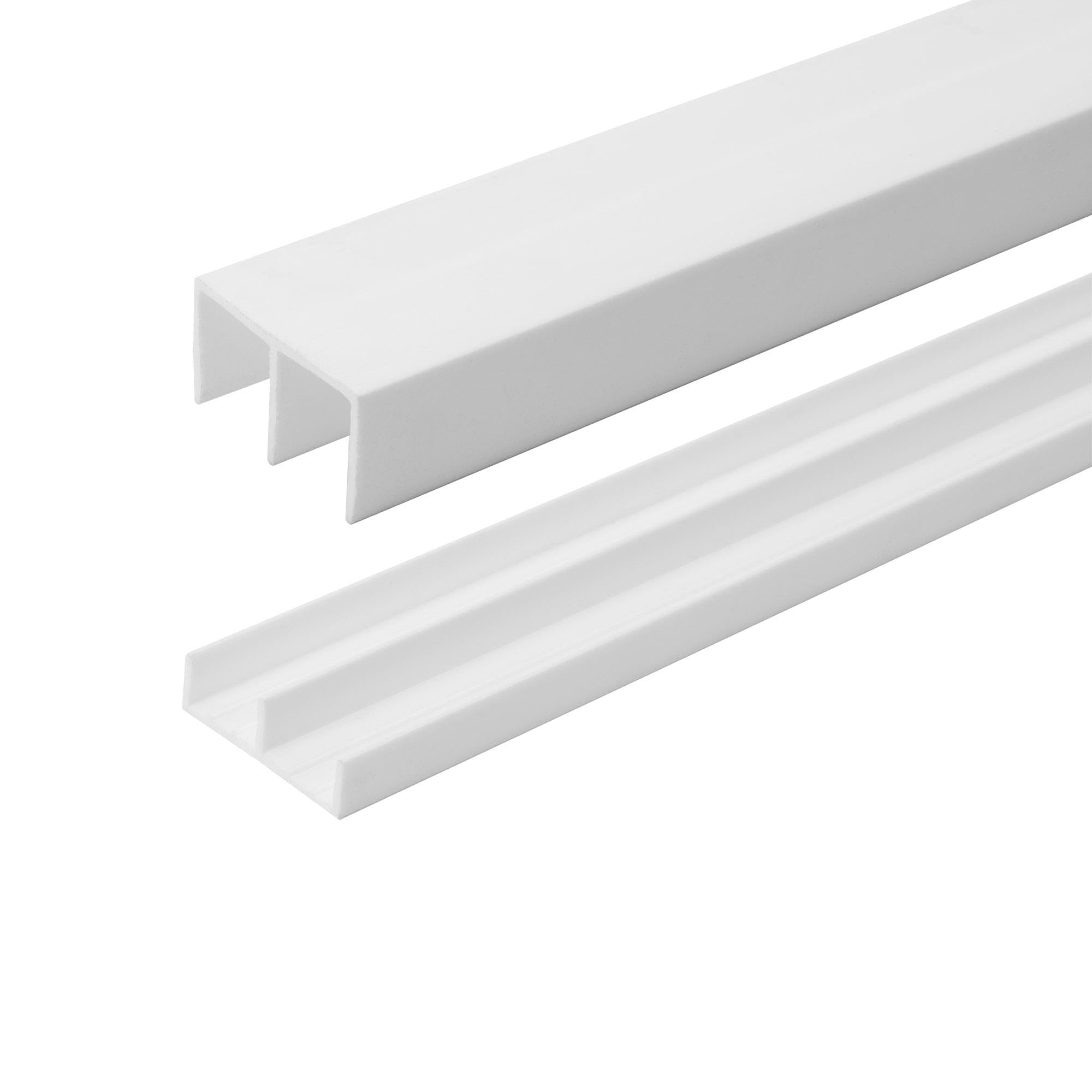 Ensemble de rail de porte coulissante en plastique blanc de 4 pieds de long pour panneaux de 1/2" d'épaisseur (lot de 1) par Outwater Plastics