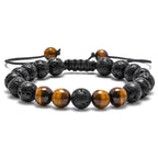 M MOOHAM Natural Stone Bracelets for Men - 8mm Tiger Eye, Matte Agate, Lava Rock - Teen Boys Gifts for Birthday, Anniversary, Christmas
