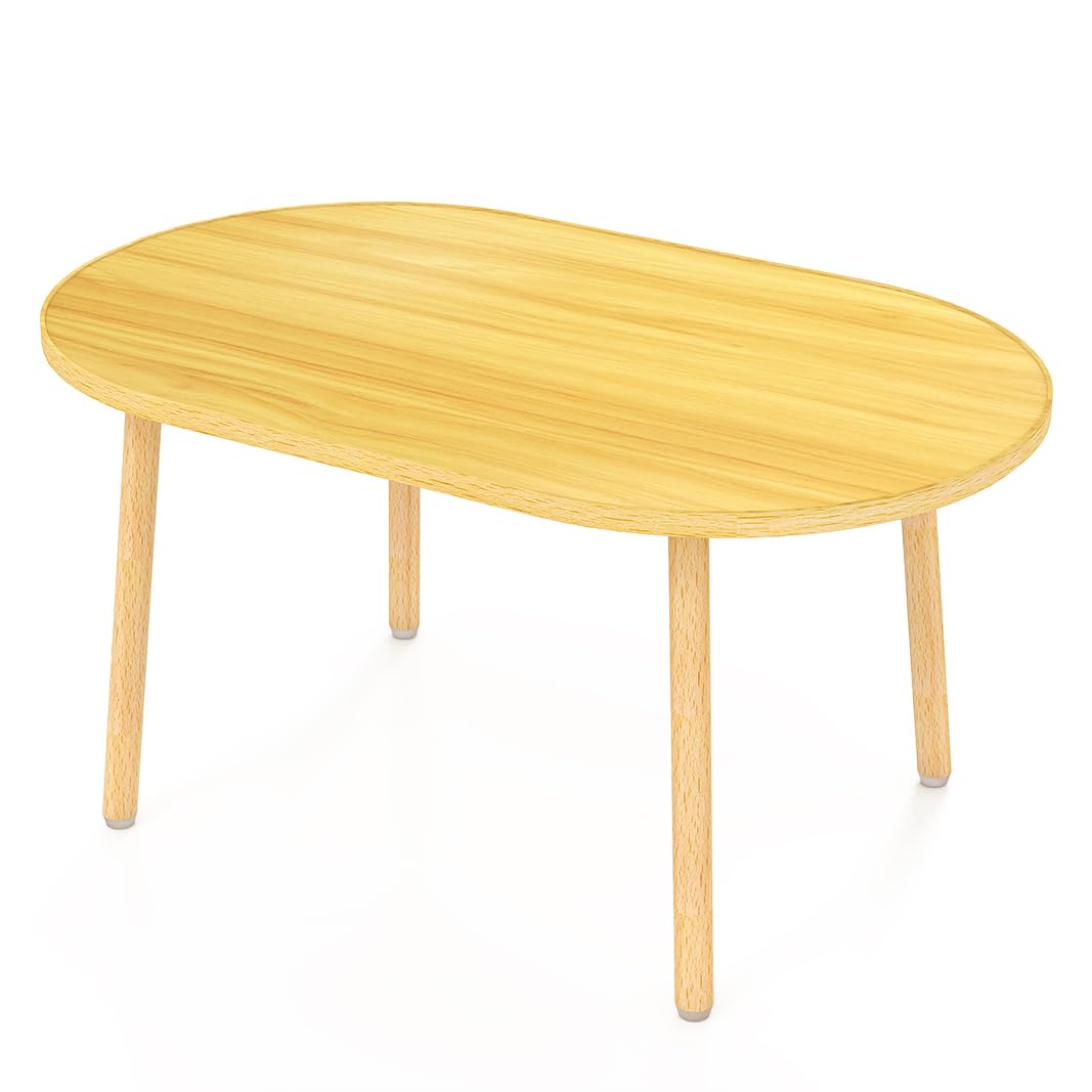 Mango Coffee Table Low Table with 4 Solid Wood Sturdy Legs, Floor Table Desk for Sitting on The Floor, Storage and Living Room Furniture (White)