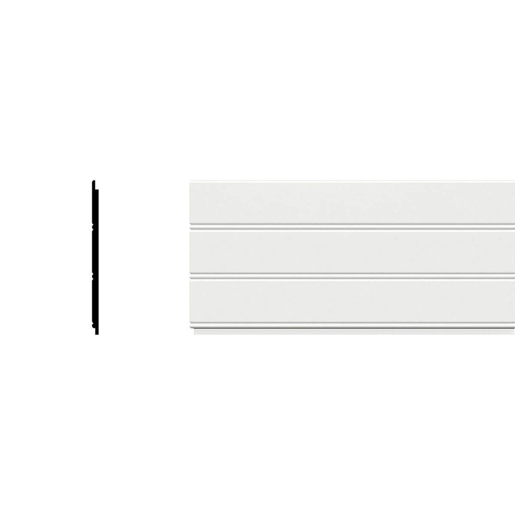 Ekena Millwork WPKPBBPK Reversible Beadboard/Nickel Gap Wainscoting (4/PK), 7 1/4"H x 96"L, Factory Primed White