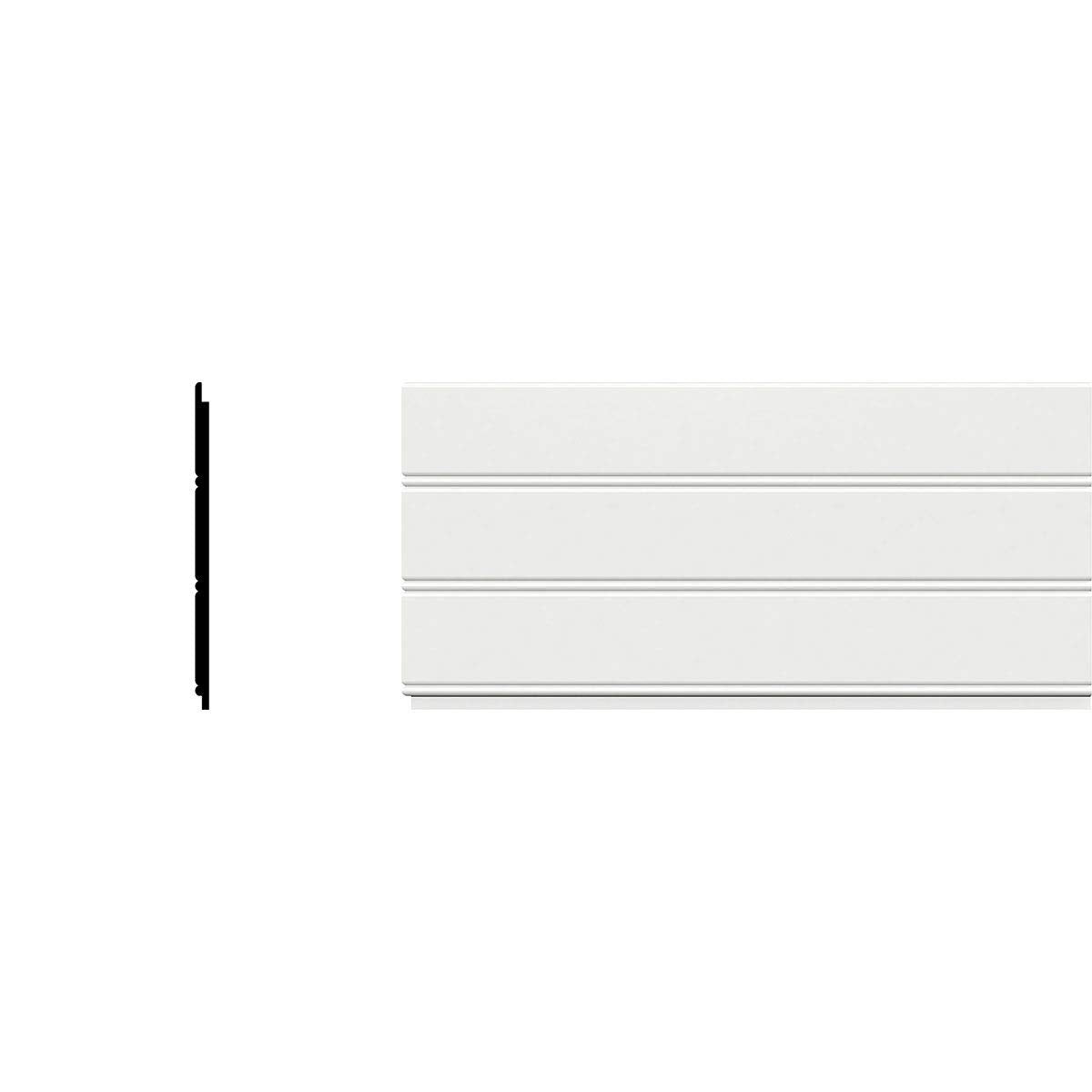 Ekena Millwork WPKPBBPK Reversible Beadboard/Nickel Gap Wainscoting (4/PK), 7 1/4"H x 96"L, Factory Primed White