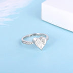 Angel Wing Heart Cremation Ring for Women - 925 Sterling Silver Holds Loved Ones Ashes Rings for Pet Human Ash