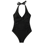 SUUKSESS Women Sexy Tummy Control One Piece Swimsuits Halter Push Up Monokini Bathing Suits (Black, L)