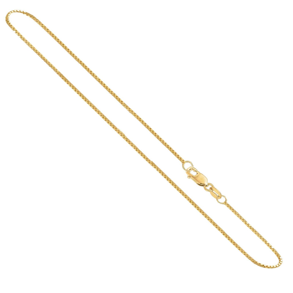 VOGREX 14K Real Solid Yellow Gold 0.7mm Box Chain Necklace with Lobster Clasp for Men and Women -16" - Grand Goldman