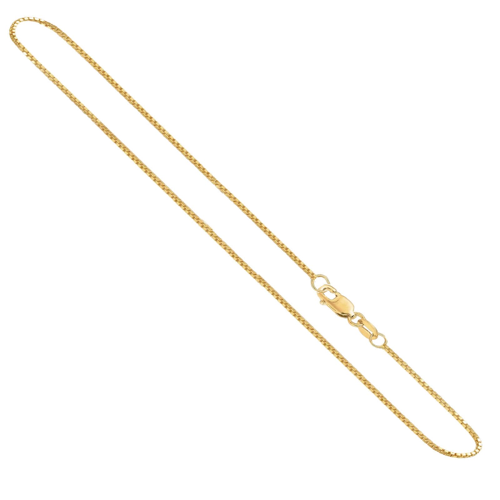 VOGREX 14K Real Solid Yellow Gold 0.7mm Box Chain Necklace with Lobster Clasp for Men and Women -16" - Grand Goldman