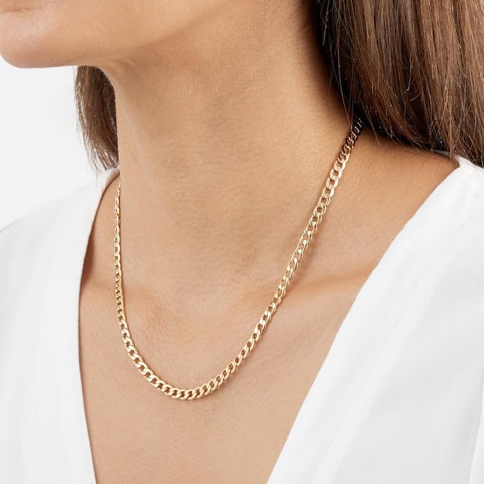 SHOP WGS 10K Massivt Gult Guld 24" 2,0MM Curb Kæde Halskæde til Mænd & Kvinder med Hummerlås Italiensk 10K Ægte Guld Smykker Gaver