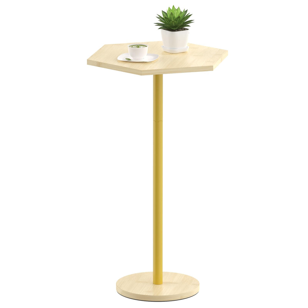 Drink Tables for Small Spaces, Black Pedestal Side Table for Couch, Modern Cocktail Martini Table, Hexagon Small Pedestal Coffee End Table for Living Room Bedroom Patio