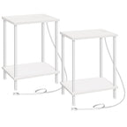 HOOBRO Side Table with Charging Station, End Table with USB Ports and Outlet, Nightstand with 2-Layer Storage Shelves for Small Spaces, Living Room, Bedroom, Stable Frame, Rustic Brown BF09UBZ01