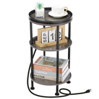 Small Round Side Table for Small Spaces, 3-Tier Round Accent Table Slim Side Table, Modern Sofa Corner Table for Living Room Nightstand Bedroom (Rustic Brown)