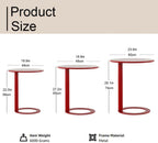 Modern C-Shaped Round Side Table for Living Room, Bedroom, and Office – Metal Coffee, and Bedside Table(Red,18.9 * 18.9 * 27.2in)