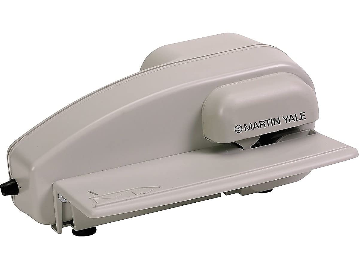 Martin Yale 1616 Skrivebordsbrevåbner, Nem betjening med én hånd, Automatisk indføring og åbning af op til 3.000 kuverter i timen, Accepterer standardstørrelse forretningskuverter, Fuldt indkapslede klinger