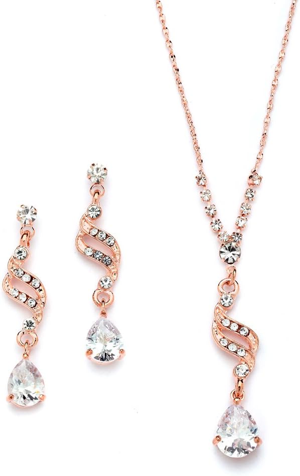 Mariell Cubic Zirconia Prom Jewelry Set, Necklace & Earrings Set for Brides, Bridesmaids, Wedding Jewelry