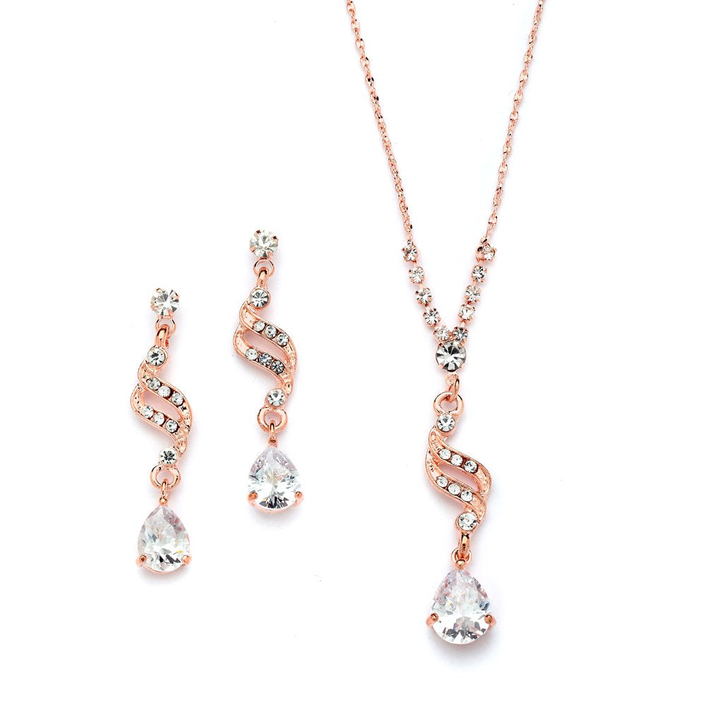 Mariell Cubic Zirconia Prom Jewelry Set, Necklace & Earrings Set for Brides, Bridesmaids, Wedding Jewelry