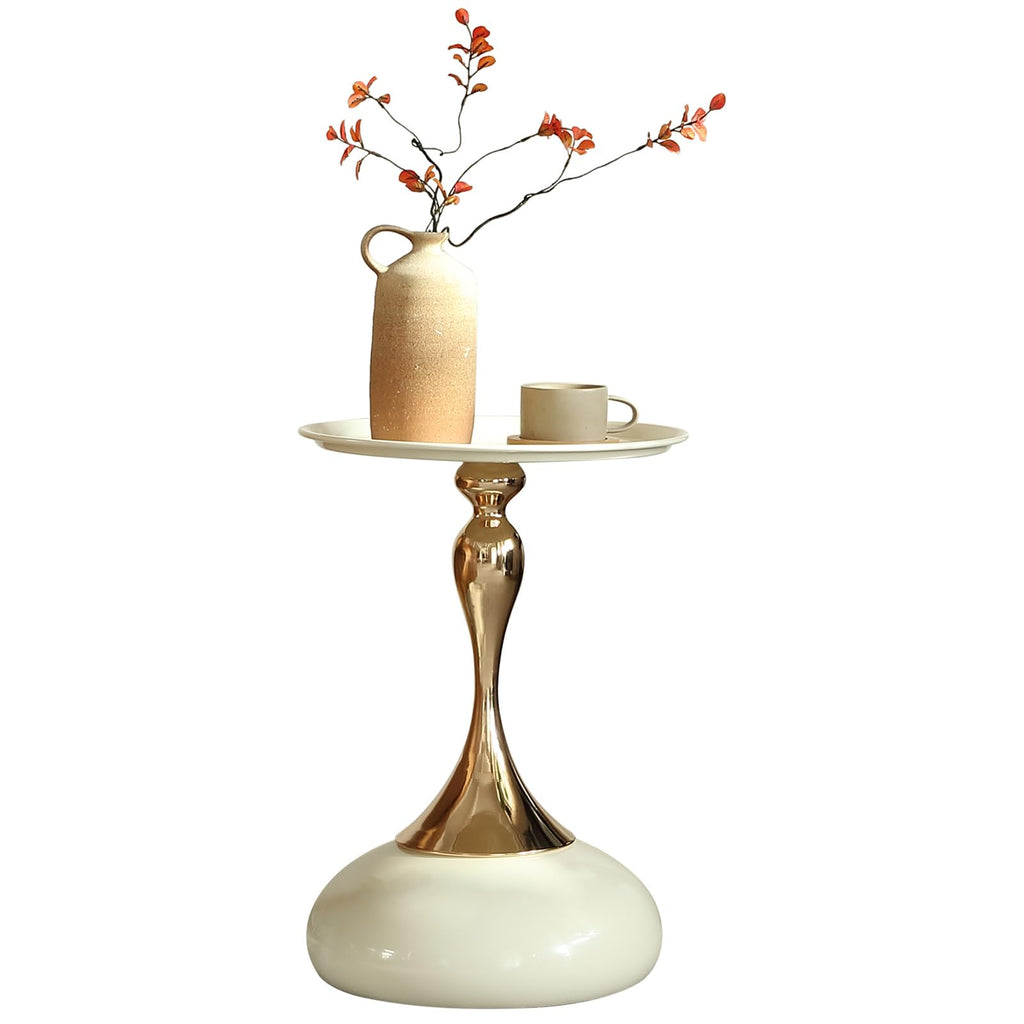 seonyou Small Round Side Table, Black Accent Modern Minimalist Metal Circle Pedestal End Table, Unique Fluted Drink Martini Tables for Small Spaces
