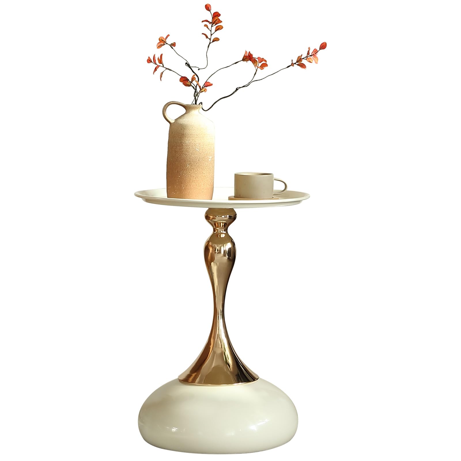 seonyou Small Round Side Table, Black Accent Modern Minimalist Metal Circle Pedestal End Table, Unique Fluted Drink Martini Tables for Small Spaces