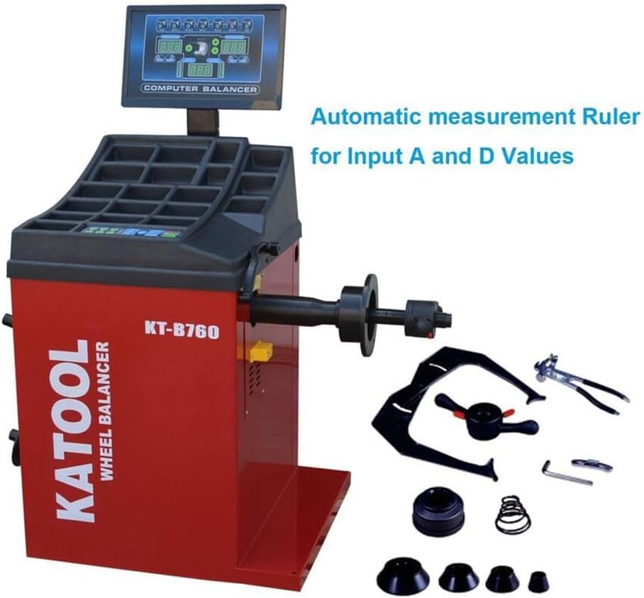 KATOOL KT-T835 Tire Changer with 28" Turn Table 2.0HP Bead Blaster KT-B760 Wheel Balancer with Automatic Measurement Ruler Combo Machine Fit for Tire Repair