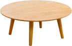 Round Bamboo Small Coffee Table, Low Japanese Style Table for Living Room, Mid Century Circle Coffee Table, 23.6'' Sofa Side End Tables for Sitting on The Floor