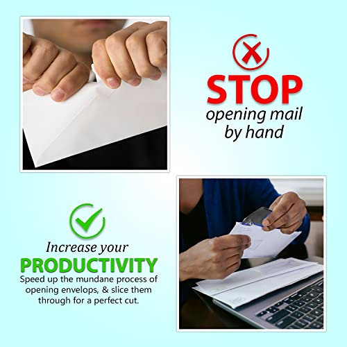 1InTheOffice Letter Opener, Envelope Opener Slitter Concealed Blade, Black 4 Pack