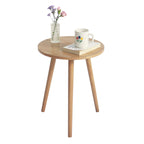 AWASEN Round Side Table, Small End Table for Living Room, Modern Accent Coffee Side Table with Solid Wood Legs for Small Space, Easy Assembly, Brown