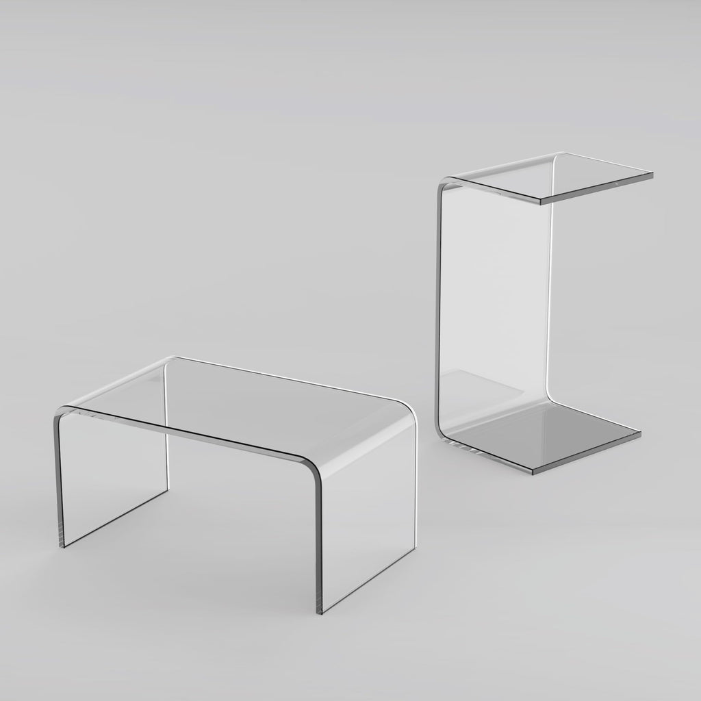 32inch Premium Clear Acrylic Rectangle Coffee Table for Living Room,Mid Century Transparent Waterfall Lowtea Table, Middle Size Table (32"x16"x16") Fit for 2 Seat Sofa