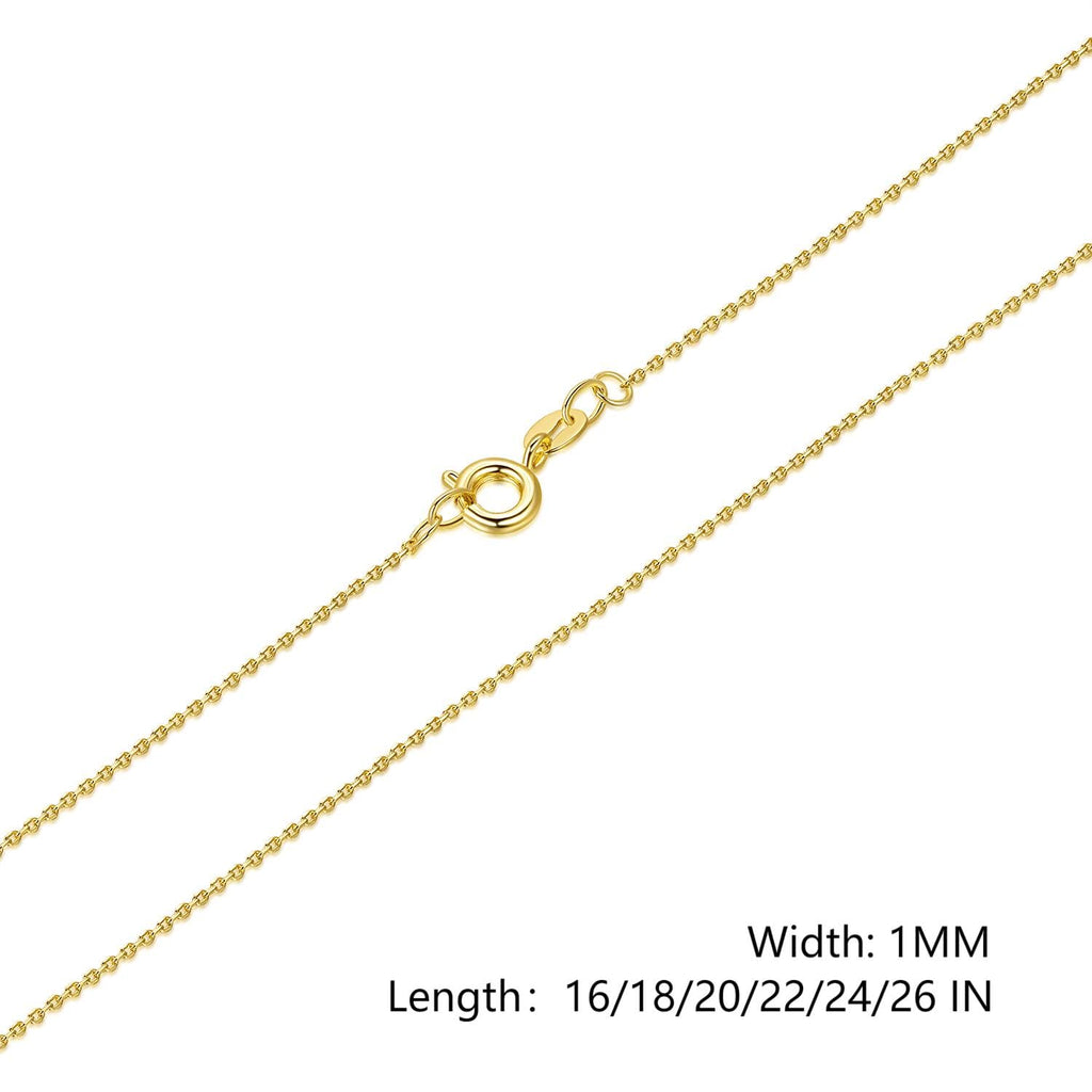Colar MONA MILANI de Ouro 14K para Mulheres & Colar Masculino Corrente de Ouro 14K para Mulheres Corrente Masculina Colar Elegante Delicado de Ouro Corrente Fina de Cabo Correntes 1mm 16-26 (22in)