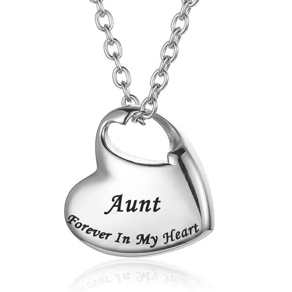Cremation Urn Necklace for Ashes Urn Jewelry,Forever in My Heart Carved Stainless Steel Keepsake Waterproof Memorial Pendant for mom & dad with Filling Kit…