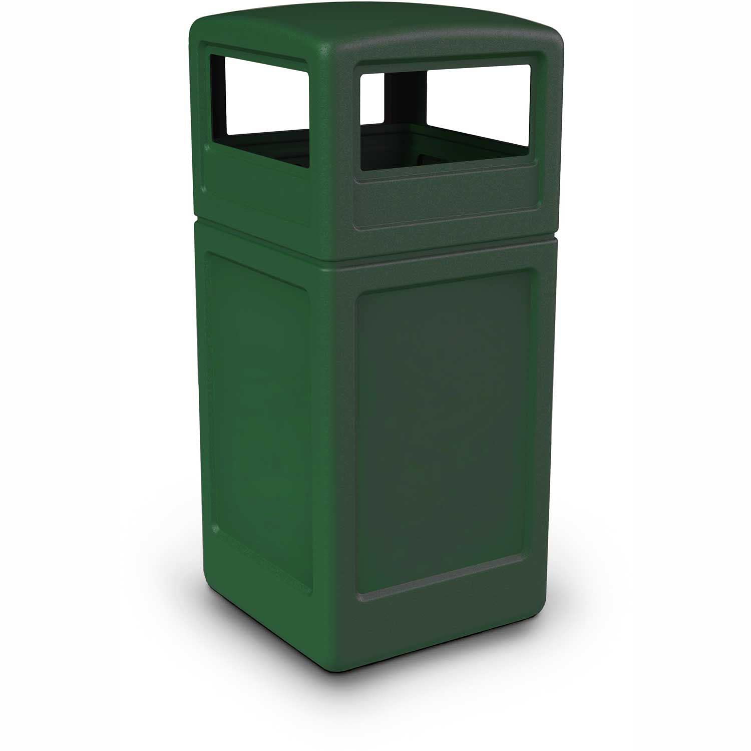 Commercial Zone-73290199 PolyTec 42 Gallon Square Waste Container with Dome Lid Color: Black