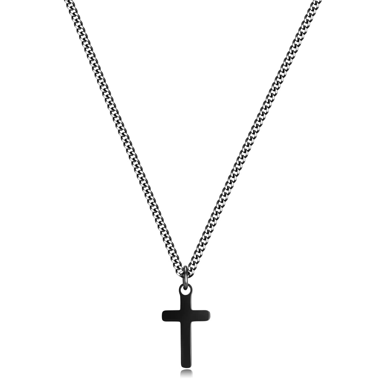 Joxevyia Cross Necklace for 14K Gold Filled Stainless Steel Small Cross Pendant with Cuban Chain Necklace Simple Faith Jewelry Christmas Gift for Men Women 16-24 Inches