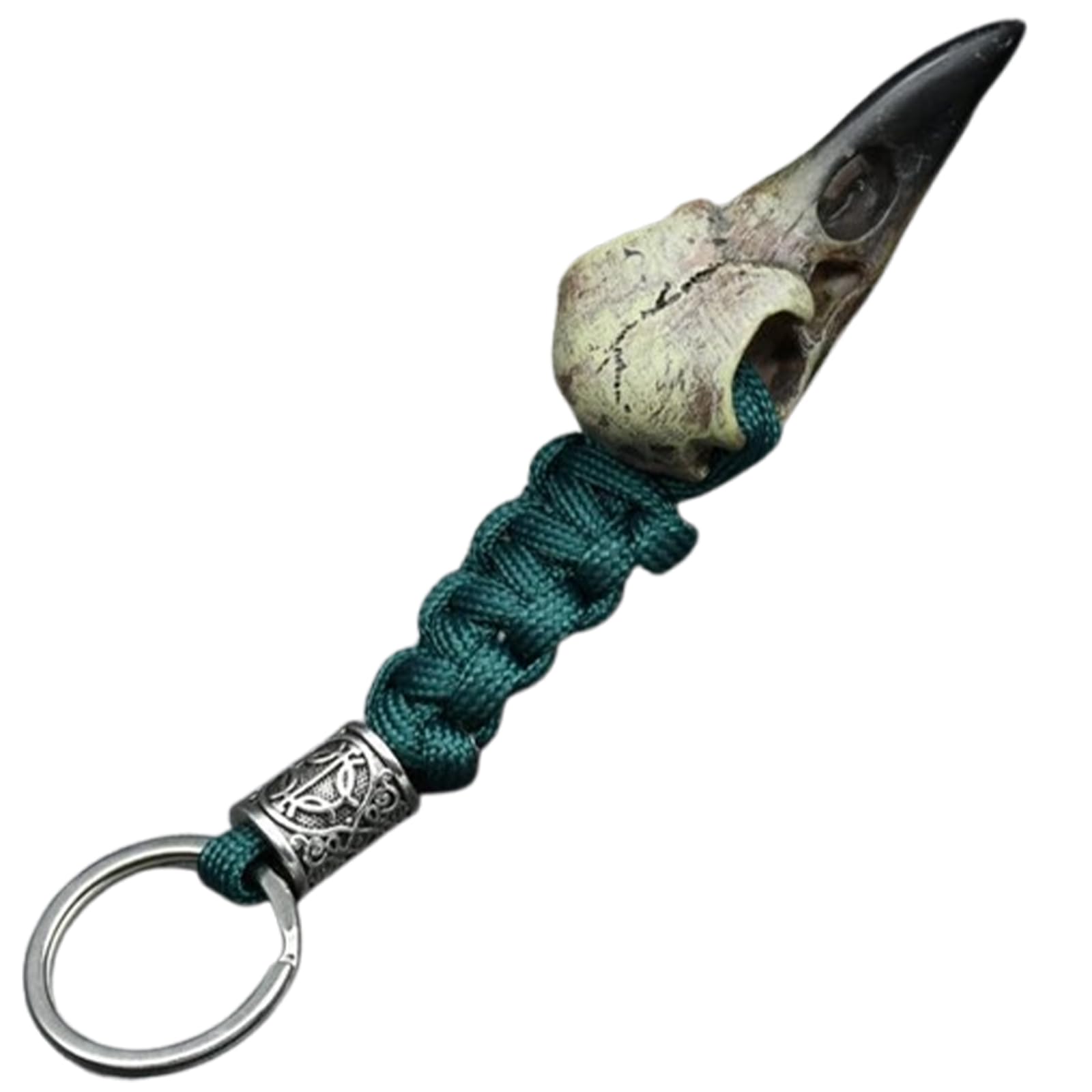 Vikings Eagle's Head-Odin Crow Skeleton Keychain,Eagle Head Pendant Keyring Rope Jewelry Gift for Men Women