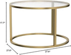 SAYGOER Small Glass Coffee Table Round Gold Coffee Table for Small Space Modern Simple Center Table with Gold Frame for Living Room Home Office, Easy Assembly