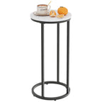 C Shaped end Table,Wood Round Side Table for Couch,Small Sofa Table with Metal Frame for Bedroom,Living Room,Bedside,Gold Color(11.81" D x 11.81" W x 23.62" H)