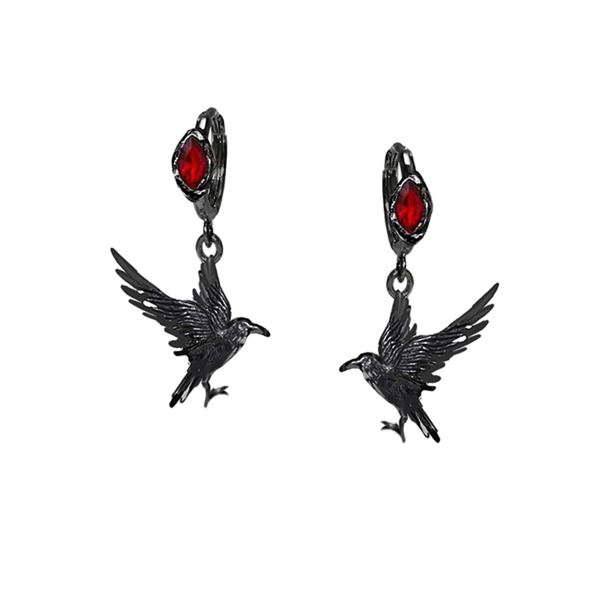 Hip-hop style gothic crow earrings red pendant earrings personalized animal jewelry fashion ladies jewelry M3499