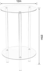 Acrylic Detachable End Table, Round Acrylic Coffee Table, 2 Tier Multifuntional Clear Nightstand End Table for Small Spaces, Detachable Beside Table for Living Room, Bedroom, Study Room, 12"
