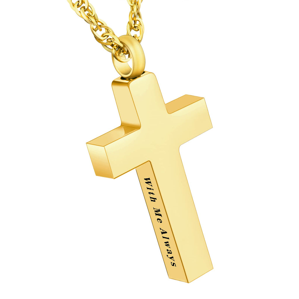 Cremation Cross Necklace for Ashes Stainless Steel Cross Urn Pendant Ashes Holder Memorial Jewelry-With Me Always