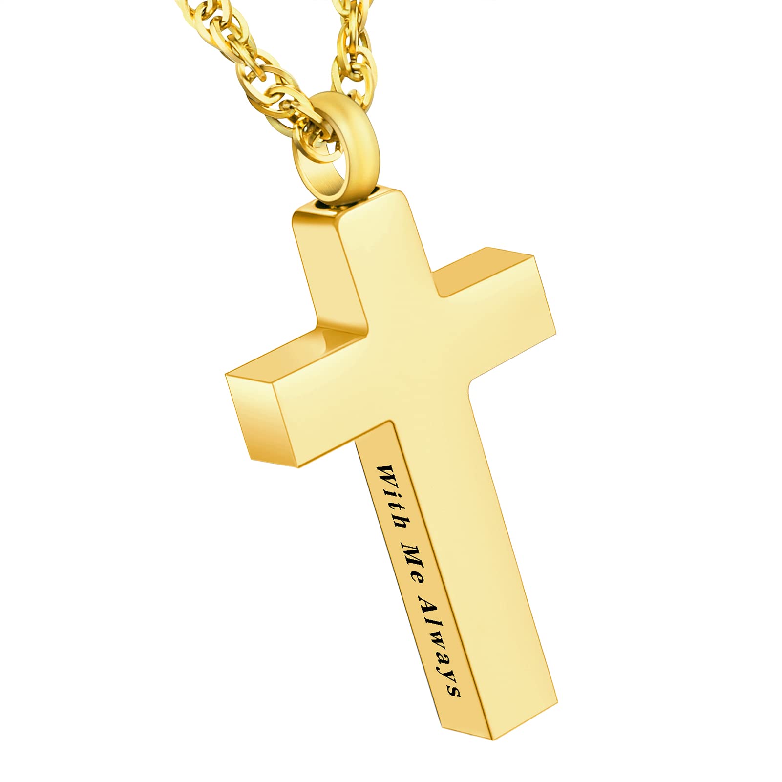 Cremation Cross Necklace for Ashes Stainless Steel Cross Urn Pendant Ashes Holder Memorial Jewelry-With Me Always