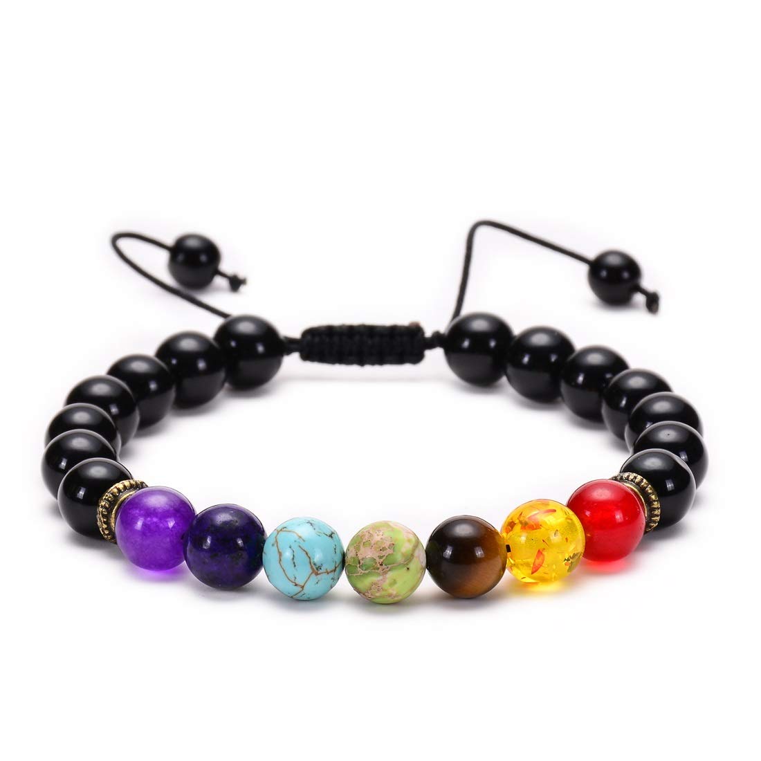 GelConnie Lava Rock Chakra Bracelet 7 Chakra 8mm Natural Stone Healing Bracelet Stress Relief Yoga Beads Anxiety Bracelet Aromatherapy Essential Oil Diffuser Bracelet Bangle
