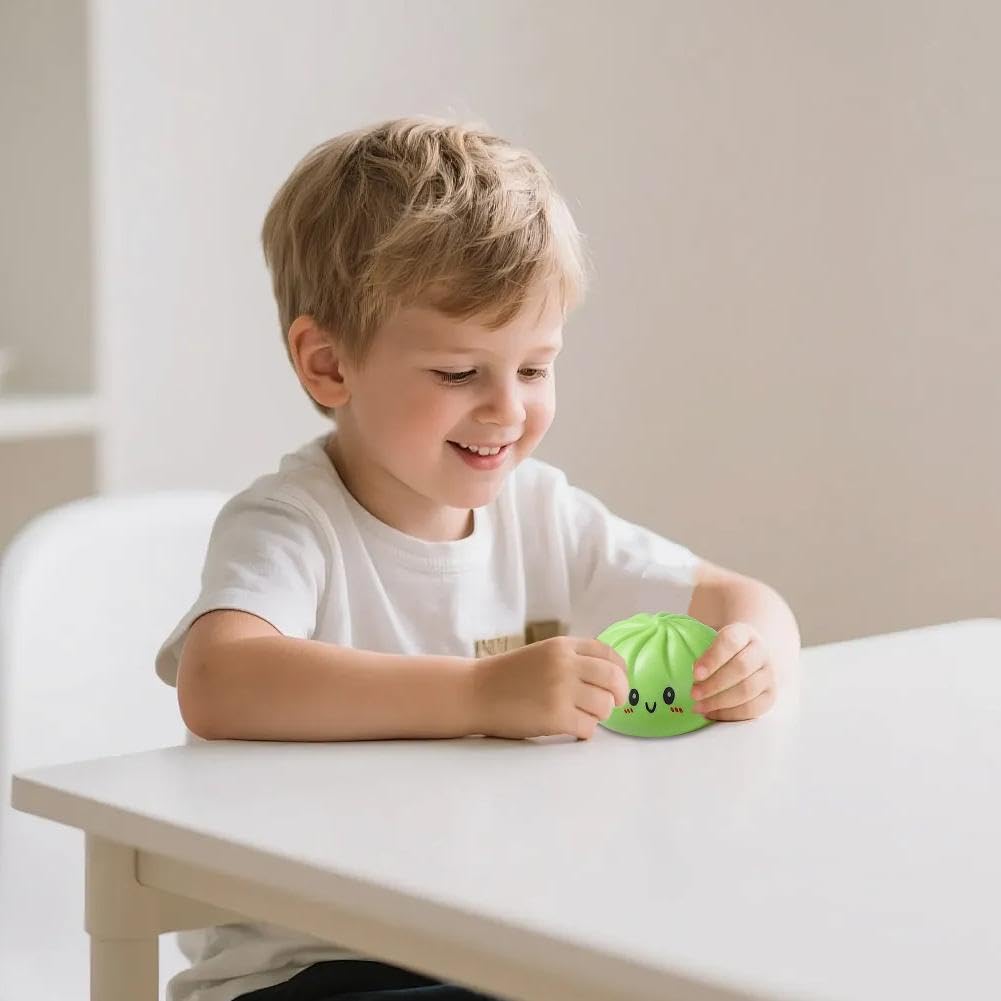 Dumpling Squishies Toy, Giant Glitter Dumpling, Colorful Dumplings Stress Balls Fidget Sensory Toy,Squeeze Dough Ball Stress Relief Hand Toys with Food Steamer Stretchy Desk Toys (Blue)