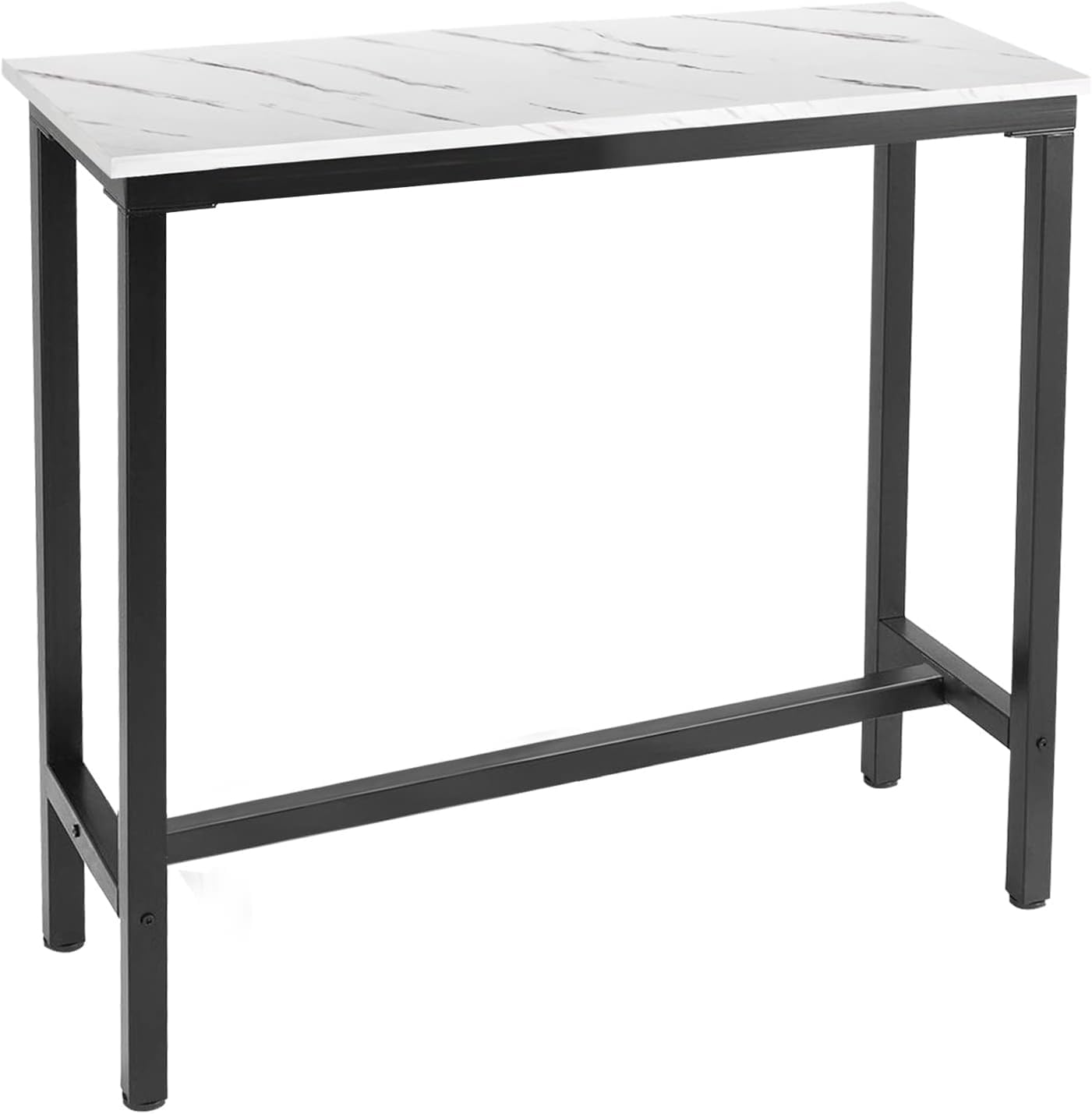Mr IRONSTONE 47 inch Bar Table, White Pub Table Kitchen Dining Coffee Table High Writing Computer Table with MDF Top Covered with Laminate Marble (Indoor USE ONLY)