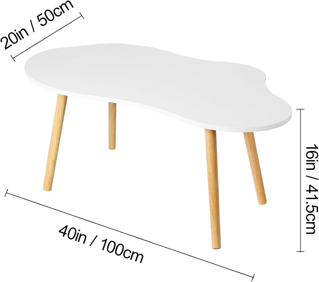 Small Coffee and Tea Tables White Low Table Irregular Clouds Coffee Tables Mid Century Modern Cloud Coffee Desk, Living Room Center Minimalist Display Low Coffee Table Cloud Shape White